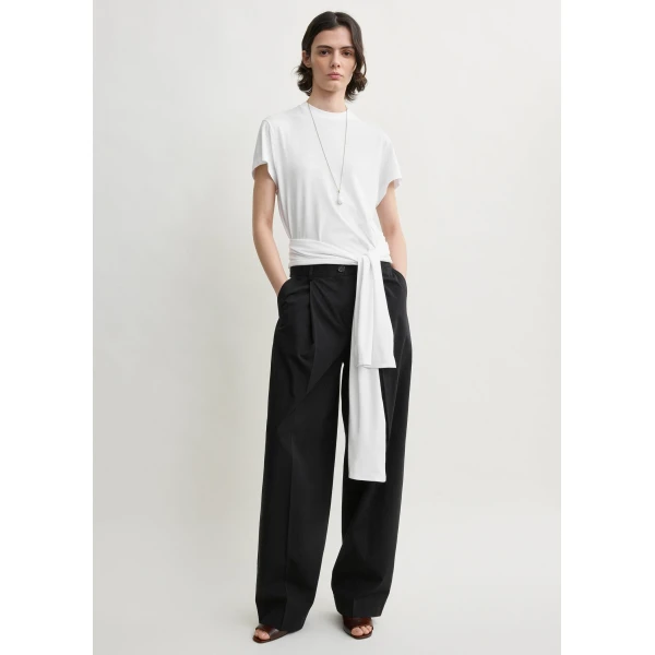 Totême Single Pleat Cotton Trousers Black - Pants - Scandinavian Minimalist Luxury at Coveti