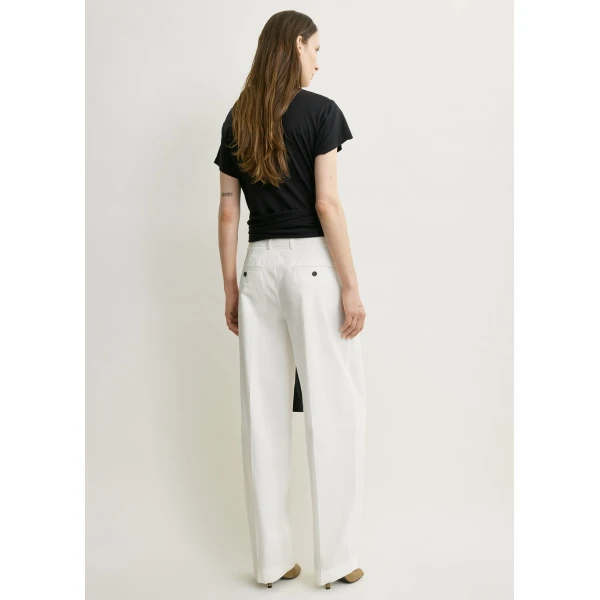 Totême Single Pleat Cotton Trousers White - Pants - Scandinavian Minimalist Luxury at Coveti