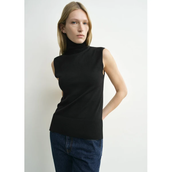 Totême Sleeveless Fine Turtleneck Black - Knitwear - Scandinavian Minimalist Luxury at Coveti