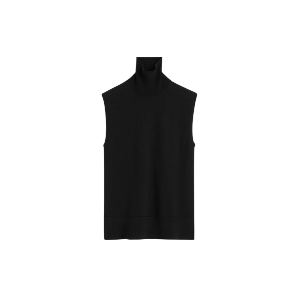 Totême Sleeveless Fine Turtleneck Black - Knitwear - Scandinavian Minimalist Luxury at Coveti