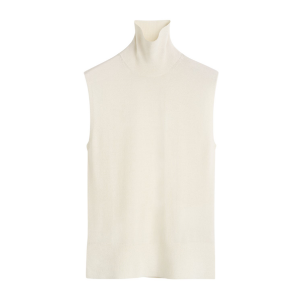 Totême Sleeveless Fine Turtleneck Ecru - Knitwear - Scandinavian Minimalist Luxury at Coveti