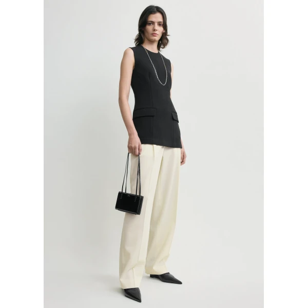 Totême Sleeveless Pocket Top Black - Tops - Scandinavian Minimalist Luxury at Coveti