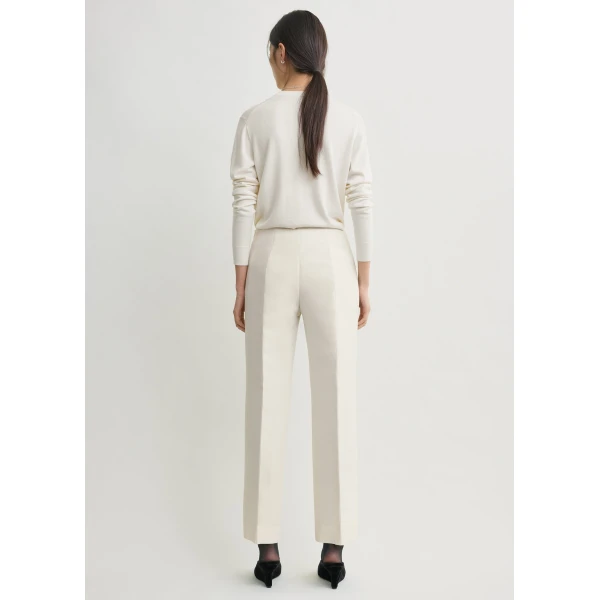 Totême Slim Evening Trousers Ecru - Pants - Scandinavian Minimalist Luxury at Coveti