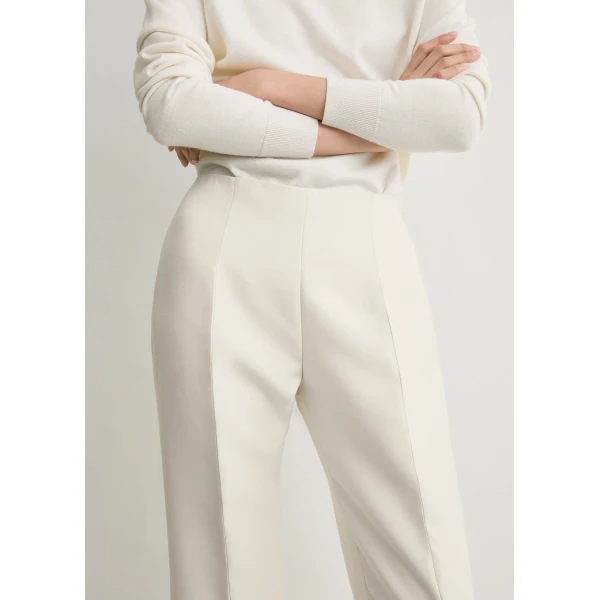 Totême Slim Evening Trousers Ecru - Pants - Scandinavian Minimalist Luxury at Coveti