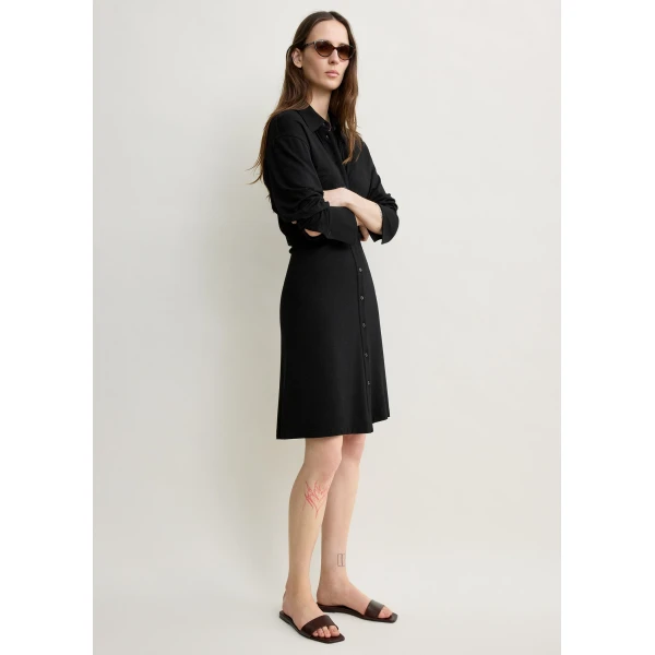 Totême Slouch Jersey Shirtdress Black - Dresses - Scandinavian Minimalist Luxury at Coveti