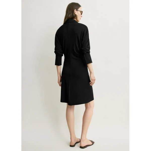 Totême Slouch Jersey Shirtdress Black - Dresses - Scandinavian Minimalist Luxury at Coveti