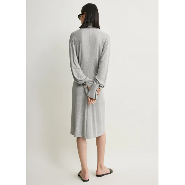 Totême Slouch Jersey Shirtdress Pale Grey Mélange - Dresses - Scandinavian Minimalist Luxury at Coveti