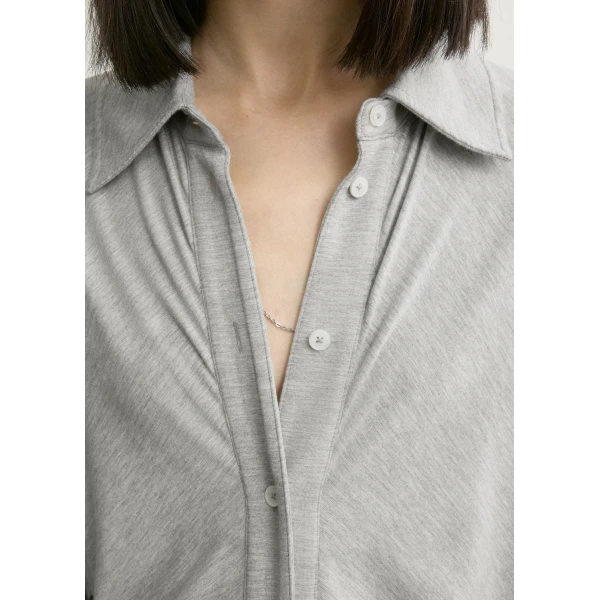 Totême Slouch Jersey Shirtdress Pale Grey Mélange - Dresses - Scandinavian Minimalist Luxury at Coveti