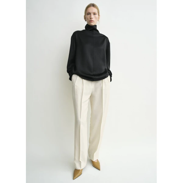 Totême Slouch-Neck Blouse Black - Tops - Scandinavian Minimalist Luxury at Coveti