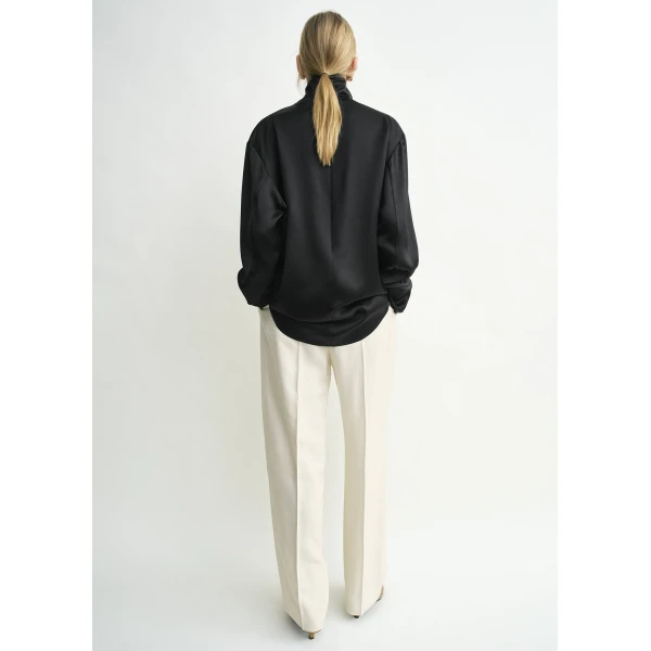 Totême Slouch-Neck Blouse Black - Tops - Scandinavian Minimalist Luxury at Coveti