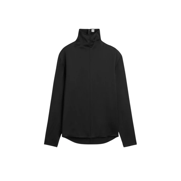 Totême Slouch-Neck Blouse Black - Tops - Scandinavian Minimalist Luxury at Coveti