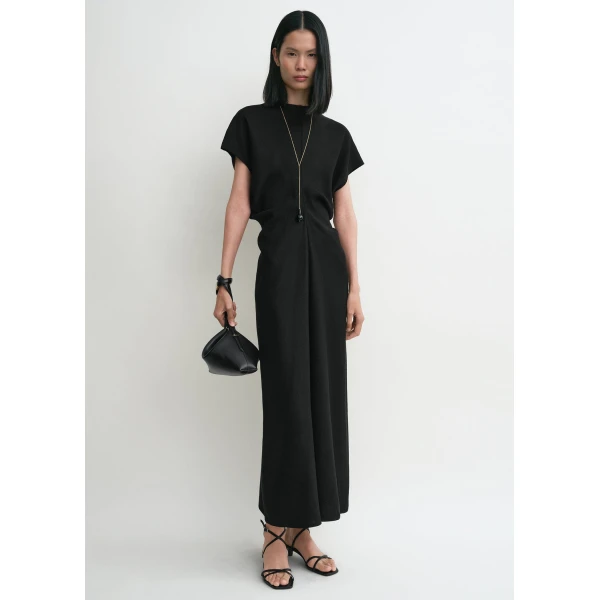 Totême Slouch Waist Basketweave Dress Black - Dresses - Scandinavian Minimalist Luxury at Coveti