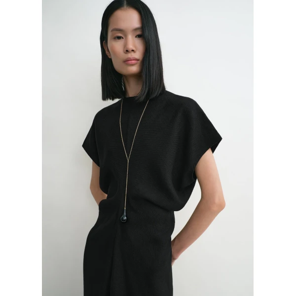Totême Slouch Waist Basketweave Dress Black - Dresses - Scandinavian Minimalist Luxury at Coveti