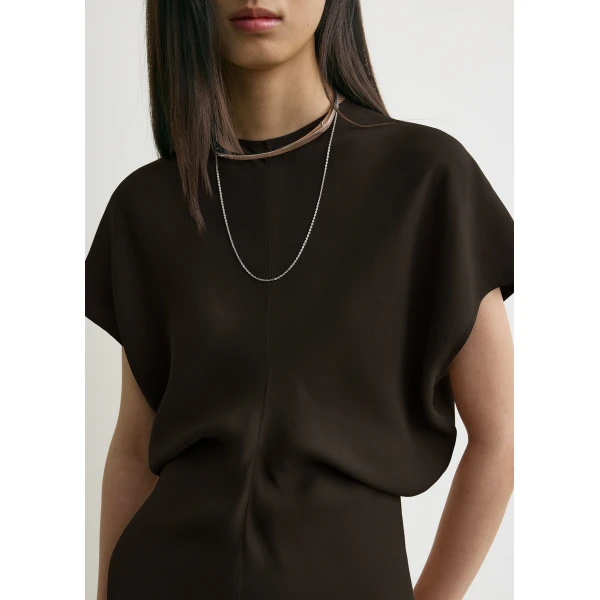 Totême Slouch Waist Dress Bark - Dresses - Scandinavian Minimalist Luxury at Coveti