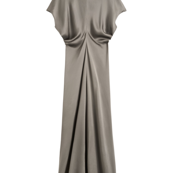 Totême Slouch Waist Dress Taupe - Dresses - Scandinavian Minimalist Luxury at Coveti
