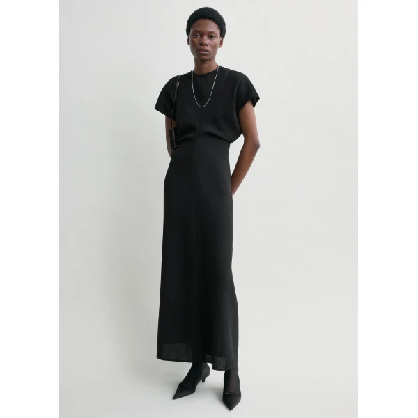 Totême Slouch Waist Wool Dress Black - Dresses - Scandinavian Minimalist Luxury at Coveti