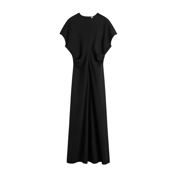 Totême Slouch Waist Wool Dress Black - Dresses - Scandinavian Minimalist Luxury at Coveti