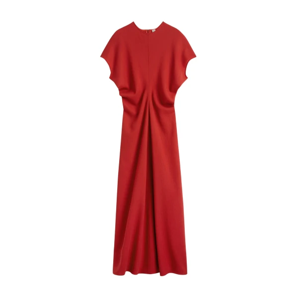 Totême Slouch Waist Wool Dress Poppy - Dresses - Scandinavian Minimalist Luxury at Coveti