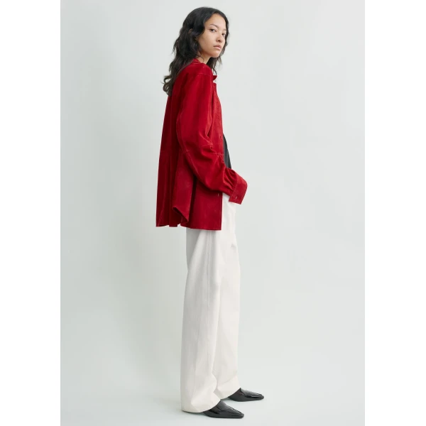 Totême Soft Suede Overshirt Poppy - Tops - Scandinavian Minimalist Luxury at Coveti