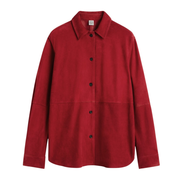 Totême Soft Suede Overshirt Poppy - Tops - Scandinavian Minimalist Luxury at Coveti