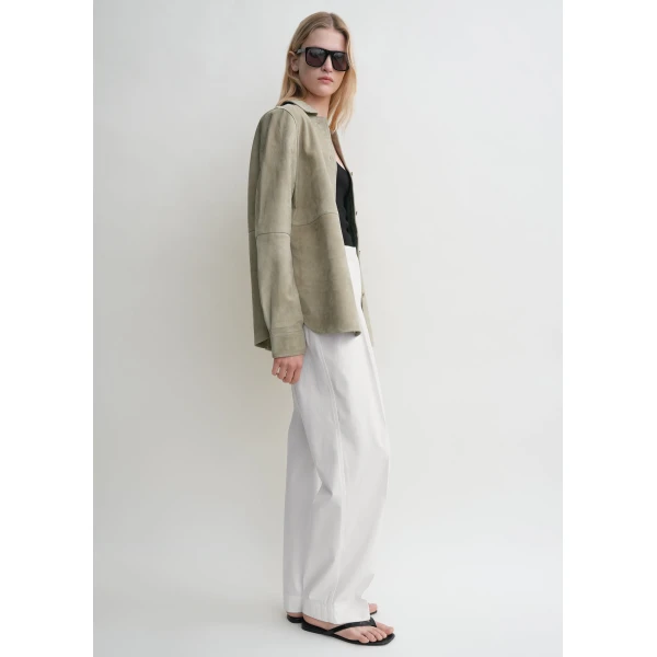 Totême Soft Suede Shirt Desert - Tops - Scandinavian Minimalist Luxury at Coveti