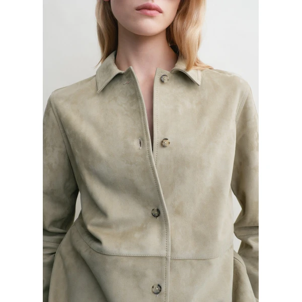 Totême Soft Suede Shirt Desert - Tops - Scandinavian Minimalist Luxury at Coveti