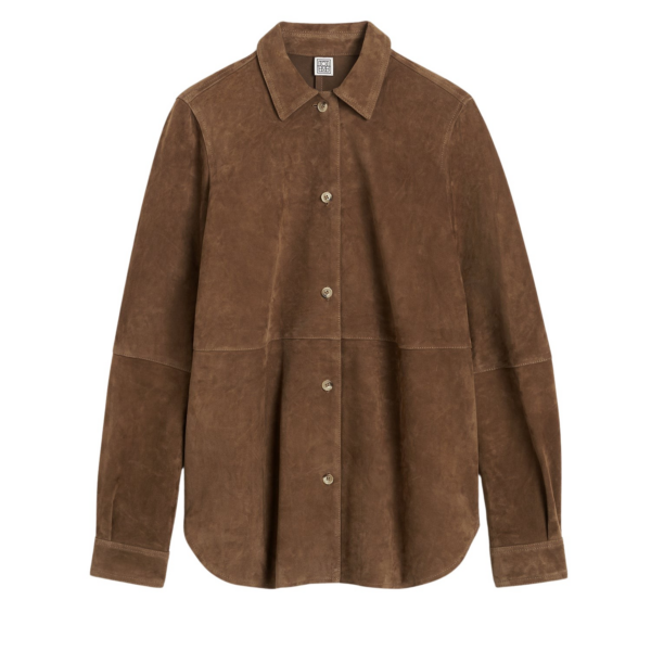 Totême Soft Suede Shirt Tobacco - Tops - Scandinavian Minimalist Luxury at Coveti