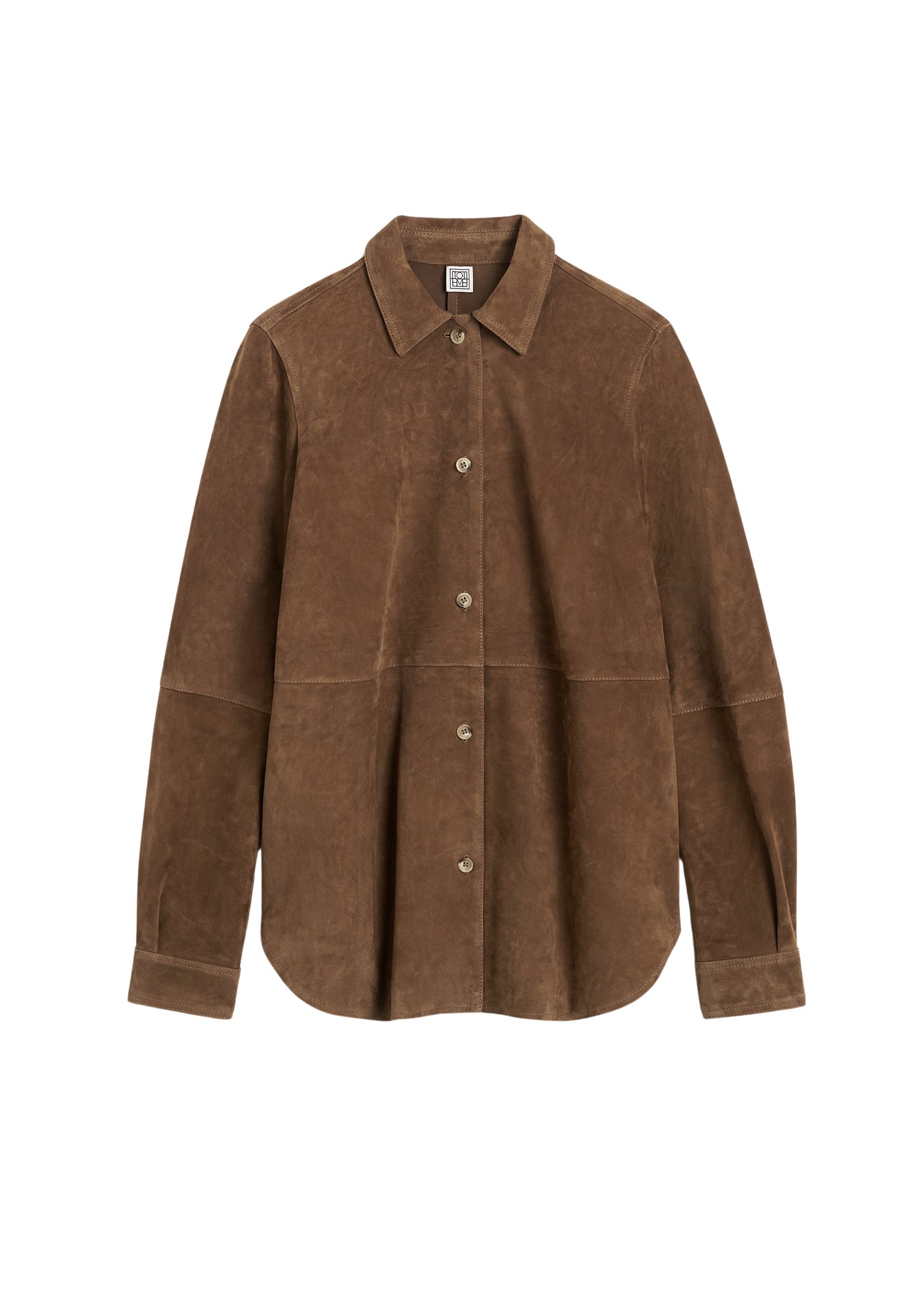 Toteme-Soft-Suede-Shirt-Tobacco25926_nobg Totême Soft Suede Shirt Tobacco - Tops - Scandinavian Minimalist Luxury at Coveti