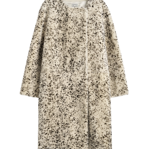 Totême Stracciatella Shearling Coat Black/White - Coats - Scandinavian Minimalist Luxury at Coveti