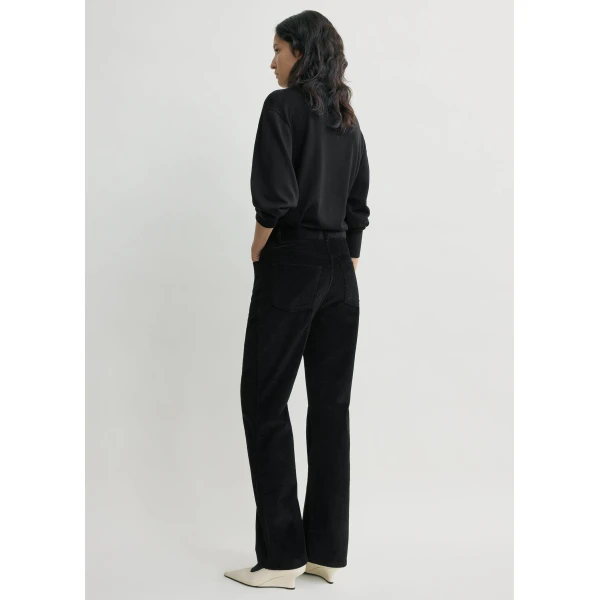Totême Straight Cord Trousers Black - Pants - Scandinavian Minimalist Luxury at Coveti