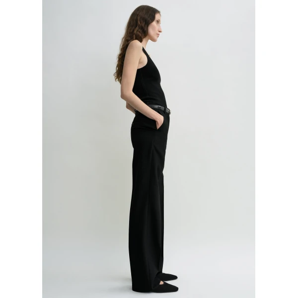 Totême Straight Suit Trousers Black - Pants - Scandinavian Minimalist Luxury at Coveti