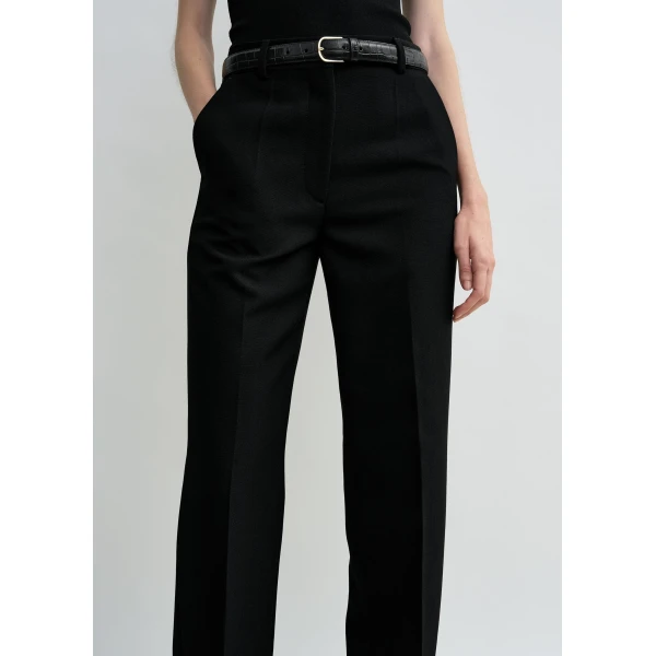 Totême Straight Suit Trousers Black - Pants - Scandinavian Minimalist Luxury at Coveti