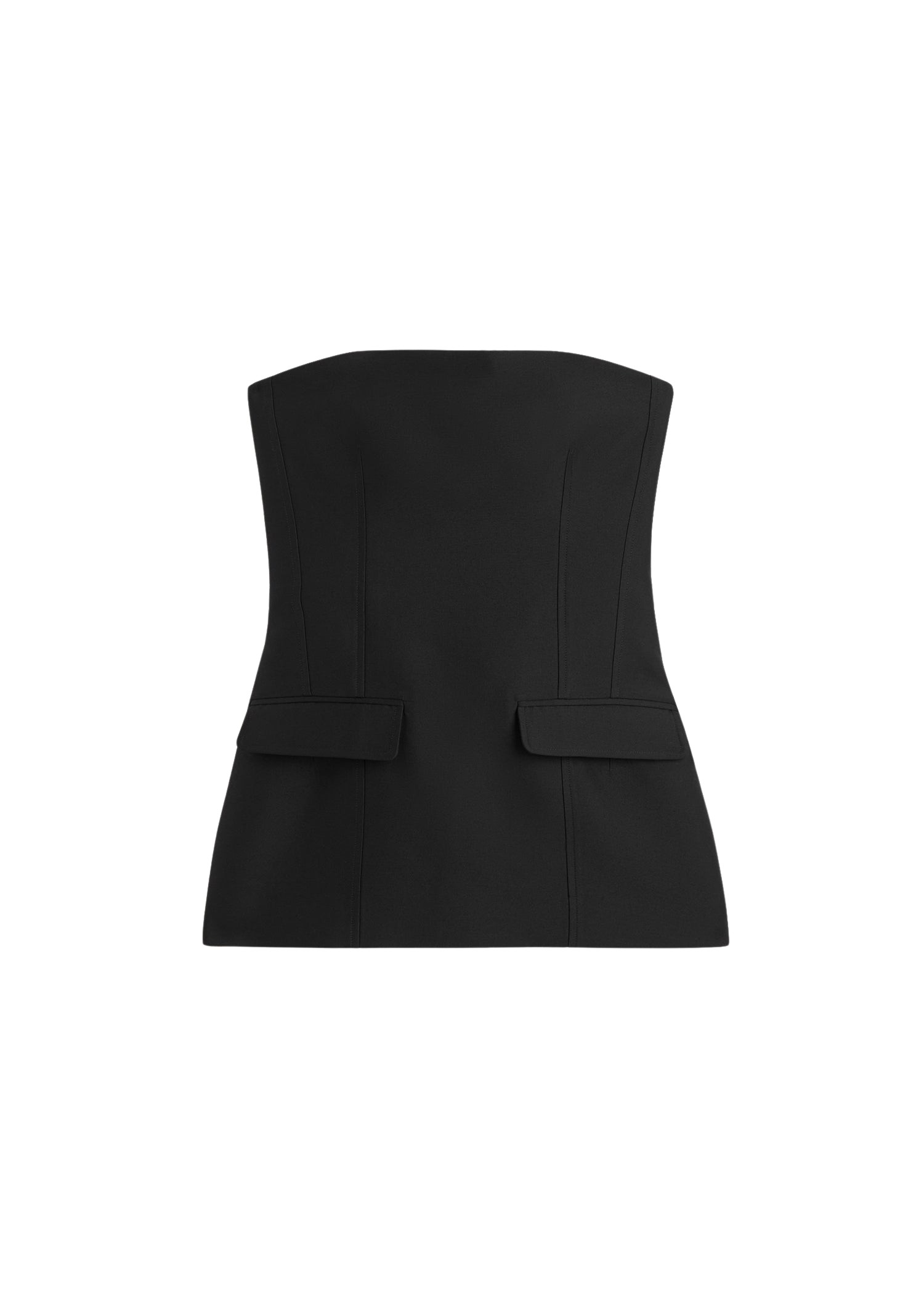 Toteme-Strapless-Crepe-Pocket-Top-Black92114_nobg Totême Strapless Crepe Pocket Top Black - Tops - Scandinavian Minimalist Luxury at Coveti