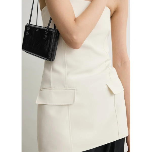 Totême Strapless Crepe Pocket Top Ecru - Tops - Scandinavian Minimalist Luxury at Coveti