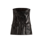 Totême Strapless Croco-Embossed Pocket Top Dark Brown - Tops - Scandinavian Minimalist Luxury at Coveti