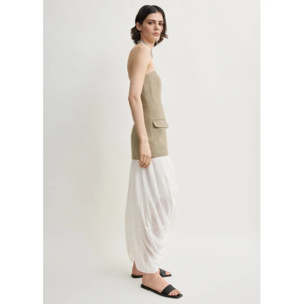 Totême Strapless Linen Pocket Top Beige - Tops - Scandinavian Minimalist Luxury at Coveti