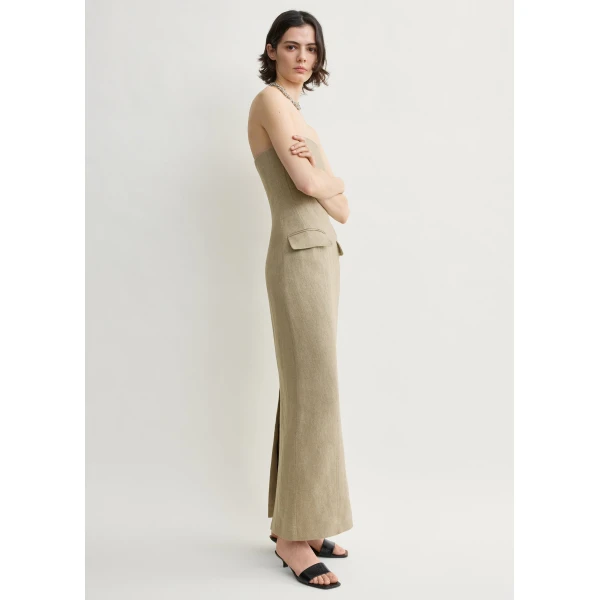 Totême Strapless Pocket Dress Beige - Dresses - Scandinavian Minimalist Luxury at Coveti