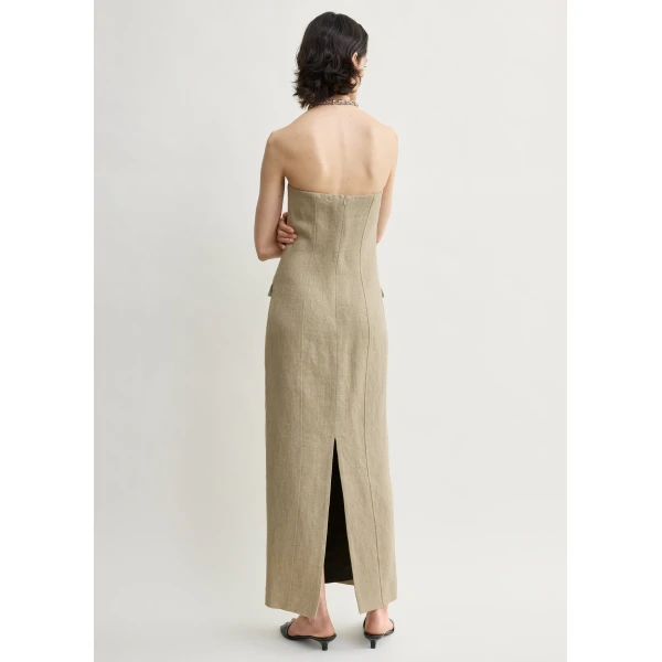 Totême Strapless Pocket Dress Beige - Dresses - Scandinavian Minimalist Luxury at Coveti
