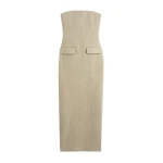 Totême Strapless Pocket Dress Beige - Dresses - Scandinavian Minimalist Luxury at Coveti