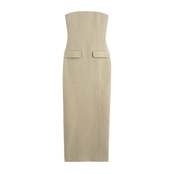 Totême Strapless Pocket Dress Beige - Dresses - Scandinavian Minimalist Luxury at Coveti