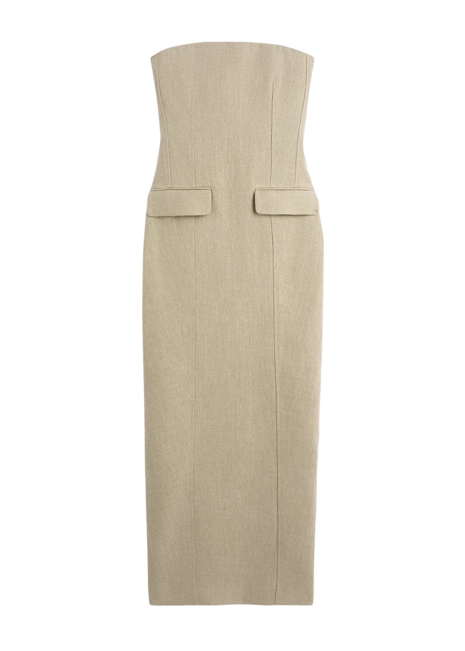 Toteme Strapless Pocket Dress Beige
