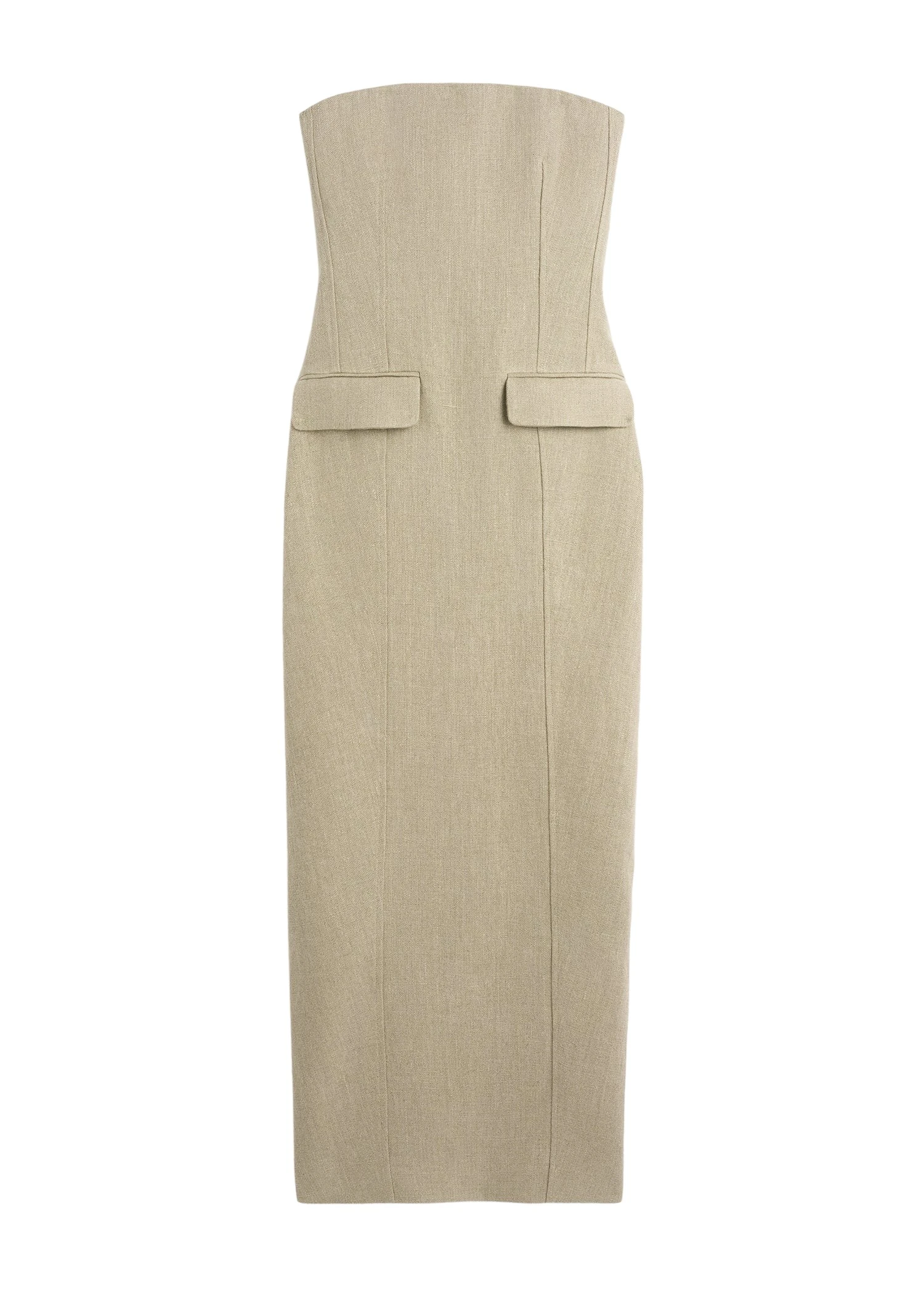 Toteme-Strapless-Pocket-Dress-Beige74431_nobg Totême Strapless Pocket Dress Beige - Dresses - Scandinavian Minimalist Luxury at Coveti