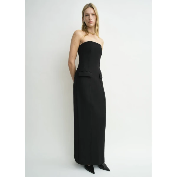Totême Strapless Pocket Dress Black - Dresses - Scandinavian Minimalist Luxury at Coveti