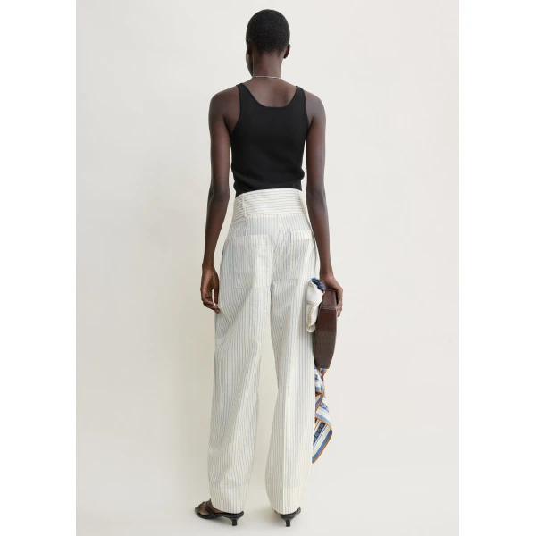 Totême Stripe Balloon Trousers White/Cobalt - Pants - Scandinavian Minimalist Luxury at Coveti