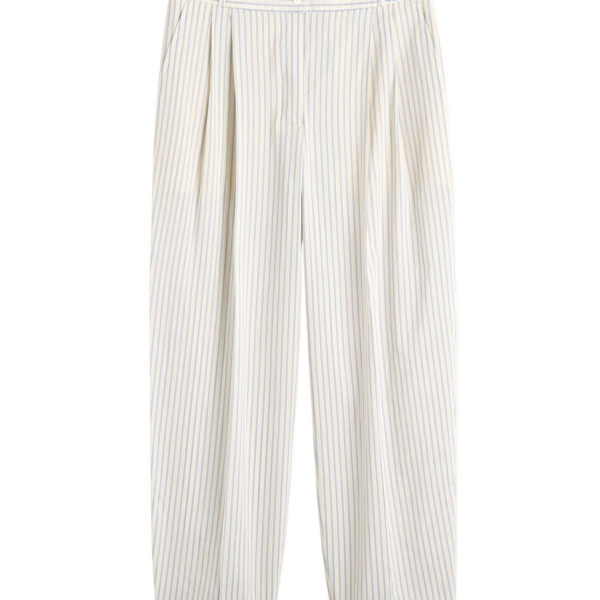 Totême Stripe Balloon Trousers White/Cobalt - Pants - Scandinavian Minimalist Luxury at Coveti
