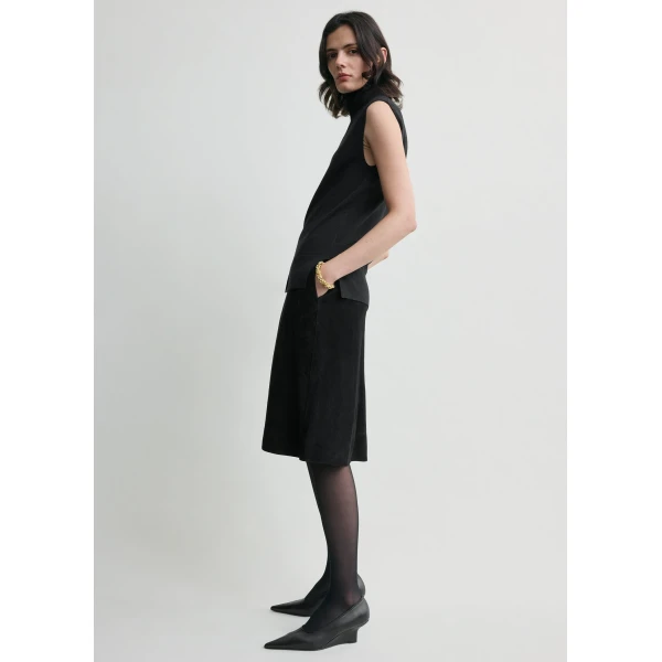 Totême Suede Skirt Black - Skirts - Scandinavian Minimalist Luxury at Coveti