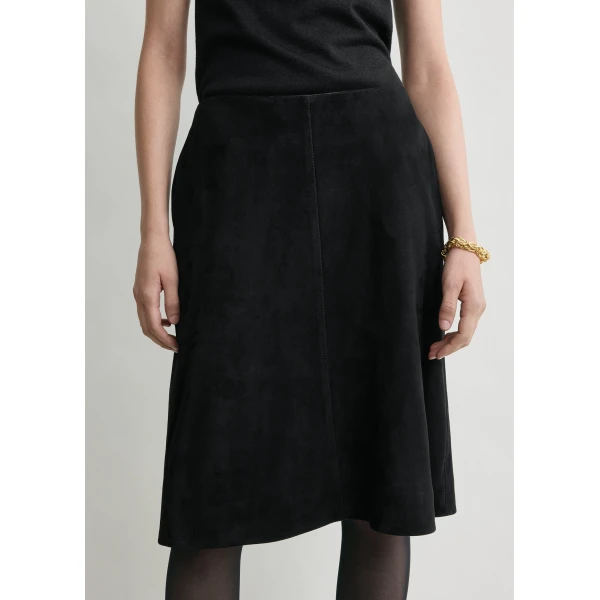 Totême Suede Skirt Black - Skirts - Scandinavian Minimalist Luxury at Coveti
