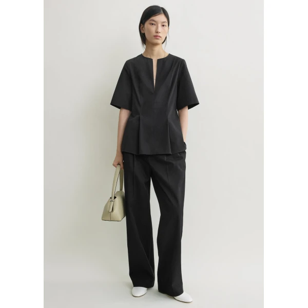Totême Tailored Cotton Top Black - Tops - Scandinavian Minimalist Luxury at Coveti