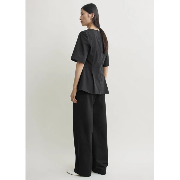 Totême Tailored Cotton Top Black - Tops - Scandinavian Minimalist Luxury at Coveti