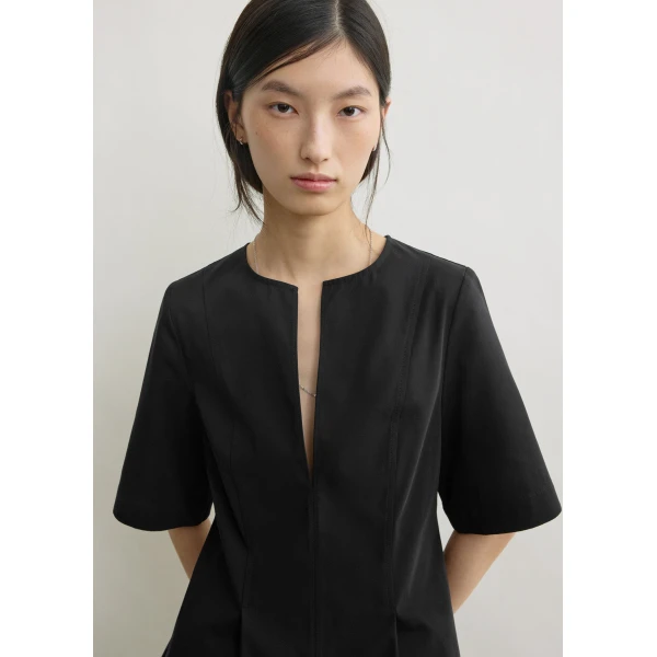 Totême Tailored Cotton Top Black - Tops - Scandinavian Minimalist Luxury at Coveti